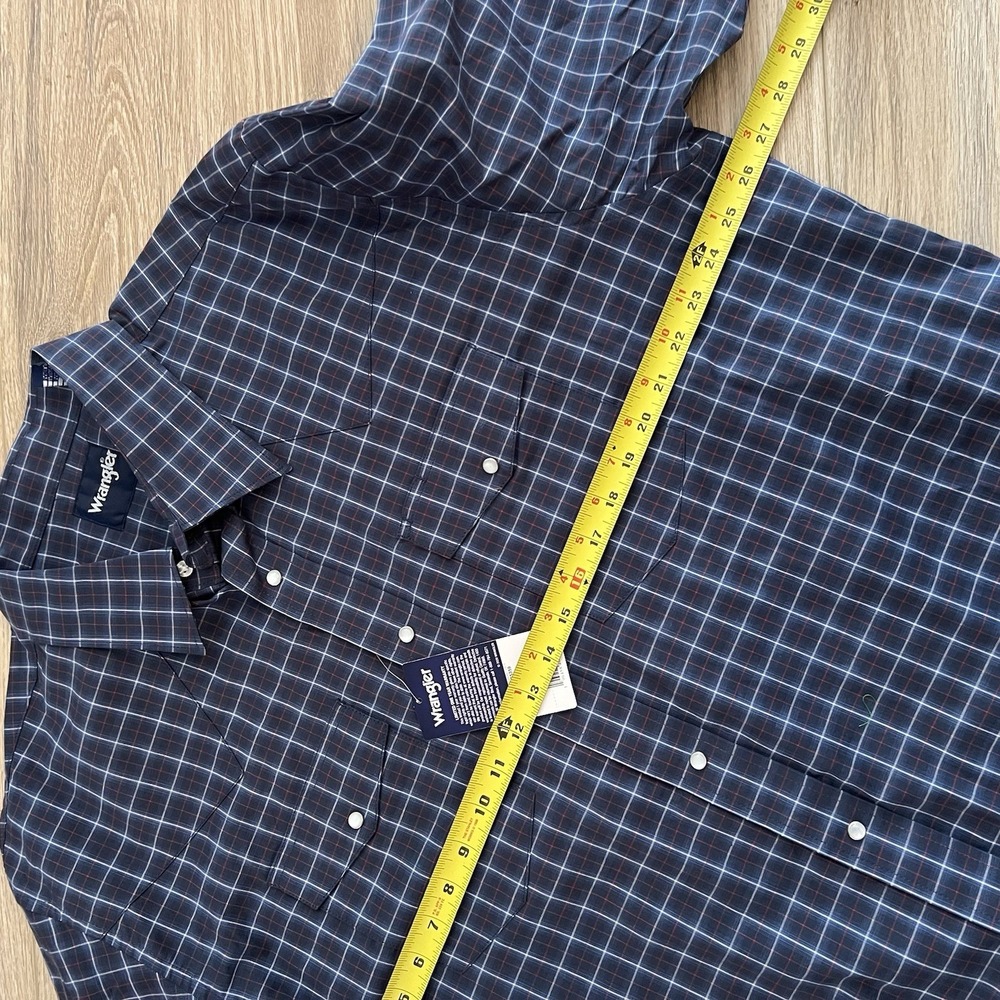 Wrangler Mens Wrinkle Resist LS Western Pearl Snap Shirt Blue Cowboy Size XXL 2X - Picture 6 of 11